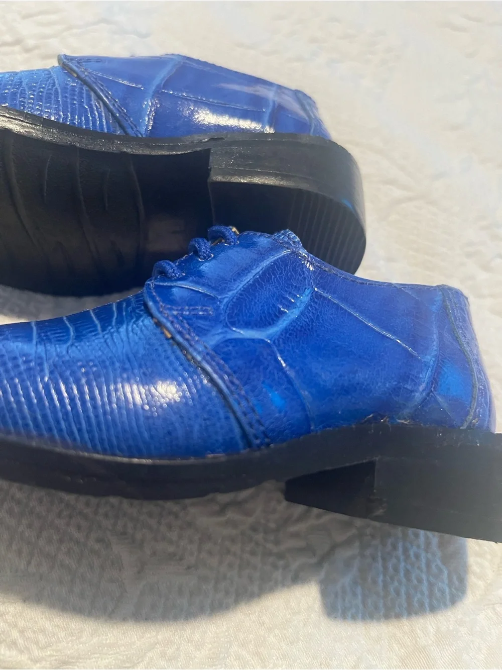 Gliders Toddlers Size 6 Royal Blue Leather Lace up Lace-Up Dress Shoes